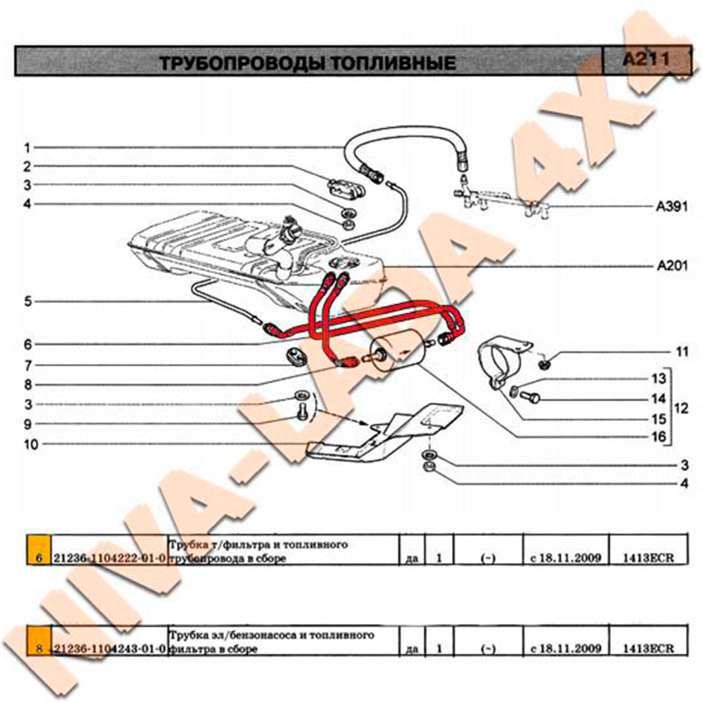 Топливные трубки нива шевроле старого образца